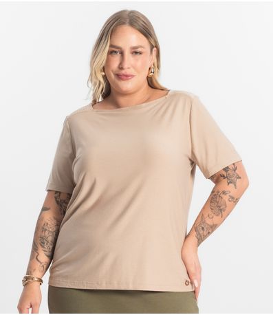Blusa Feminina Manga Curta Secret Glam Marrom