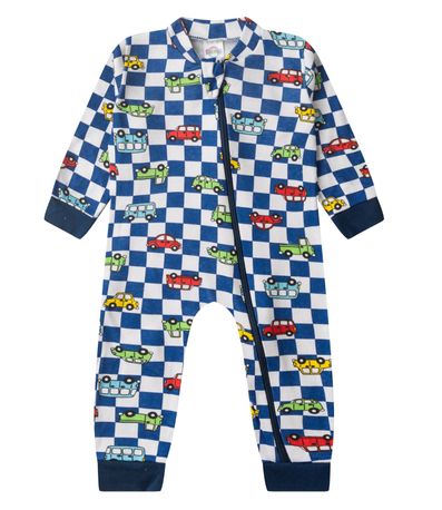 Macacao Infantil Manga Longa Com Ziper Kappes Azul