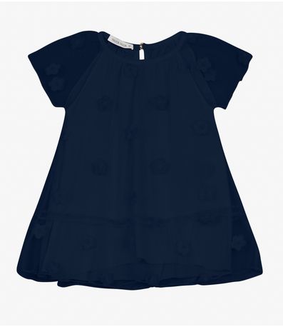 Vestido Infantil Com Babados Trick Nick Azul