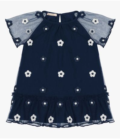 Vestido Infantil Com Babados Trick Nick Azul