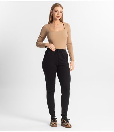 Calça Jogger Feminina De Moletom Peluciado RechSul Preto