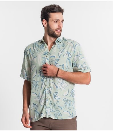 Camisa Masculina Florida Com Botões Select Verde