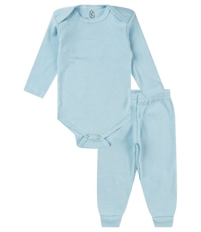 Kit Body Bebê Canelado 2 Peças Kappes Azul