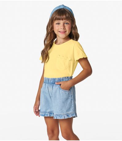 Blusa feminina Infantil em Meia Malha Trick Nick Baunilha