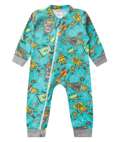 Macacao Infantil Manga Longa Com Ziper Kappes Azul