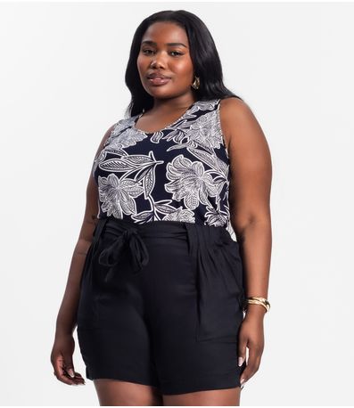 Regata Estampada Plus Size Secret Glam Preto