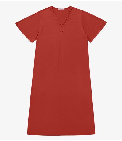 Vestido Midi Viscose Maquinetada Secret Glam Laranja