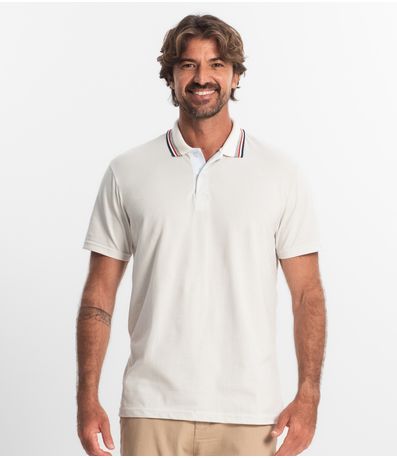 Polo Básica Com Detalhe de Linhas na Gola Select Branco