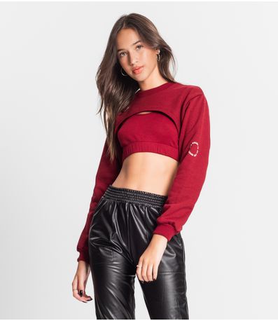 Conjunto Blusão Com Top Juvenil Feminino Minty Vermelho