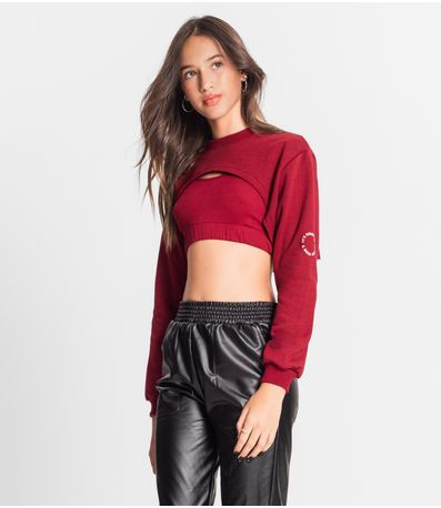 Conjunto Blusão Com Top Juvenil Feminino Minty Vermelho