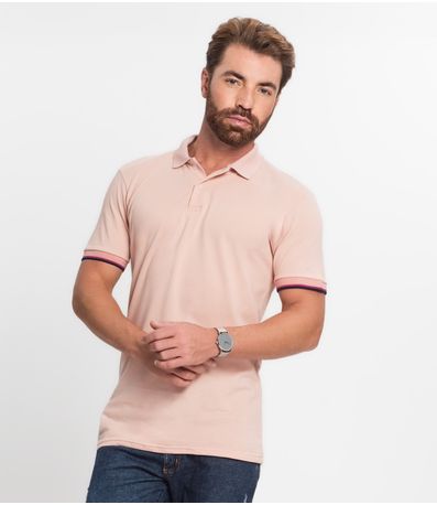 Polos Básicas Com Detalhe Na Gola Rosa