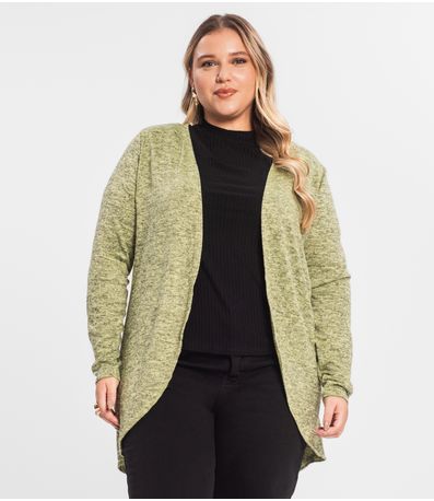Cardigan Feminino Plus Alongado Infinita Cor Amarelo