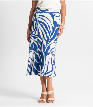 Saia Midi Estampada Rovitex Azul