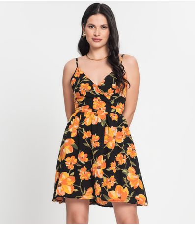 Vestido Feminino Estampado Alcinha Curto Select Preto
