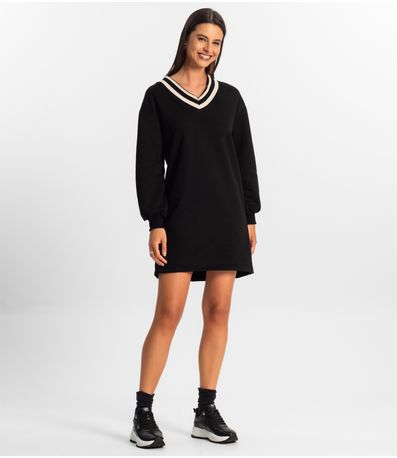 Vestido Feminino Moletom Rovitex Preto