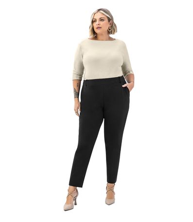 Calça Slim Plus Size Feminina Secret Glam Preto
