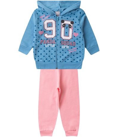 Conjunto De Moletom Infantil Com Capuz Kappes Azul