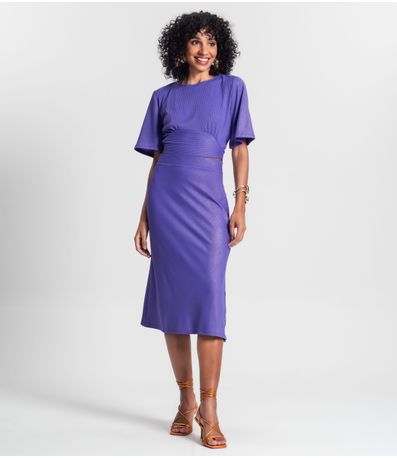 Saia Midi Com Fenda Lateral Rovitex Roxo