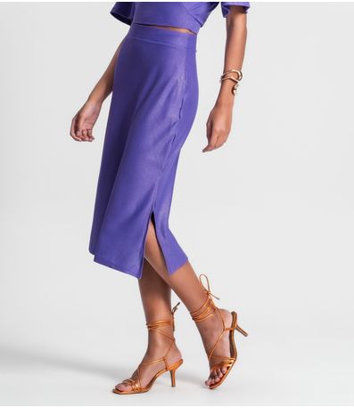 Saia Midi Com Fenda Lateral Rovitex Roxo