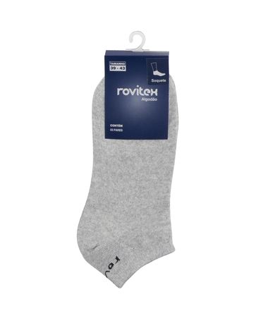 Meia Masculina Em Algodão Kit Com 3 Pares Rovitex Unica