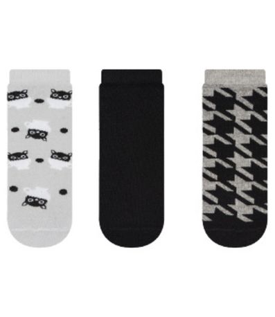 Kit 3 Pares de Meias Cano Curto Cia da Meia Preto