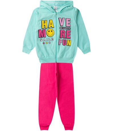 Conjunto De Moletom Infantil Com Capuz Kappes Verde
