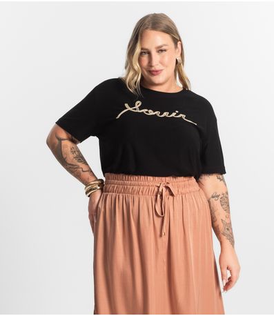 Blusa Viscose Plus Size Secret Glam Preto