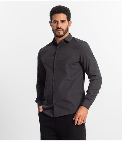 Camisa Social Masculina Select Cinza