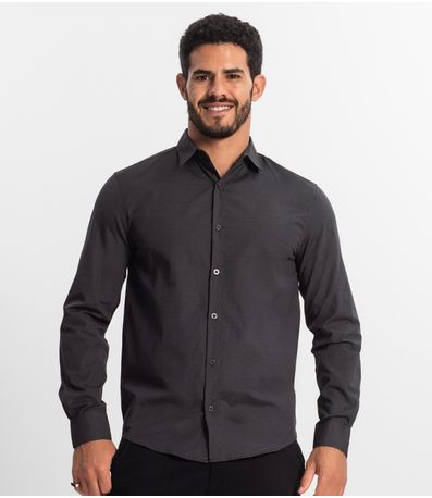 Camisa Social Masculina Select Cinza