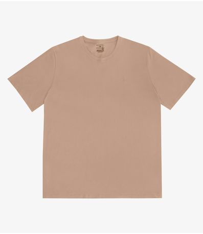 Camiseta Masculina Plus Size Meia Malha Diametro Marrom