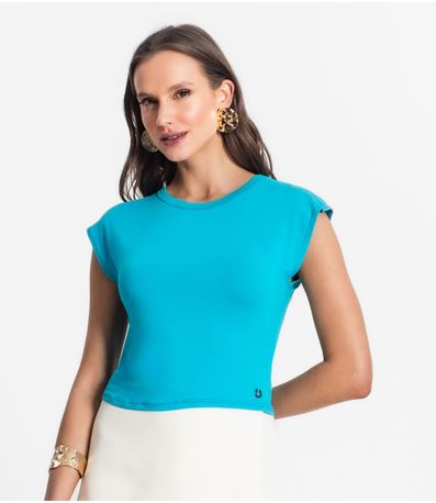 Blusa De Viscotorcion Básica Feminina Endless Azul