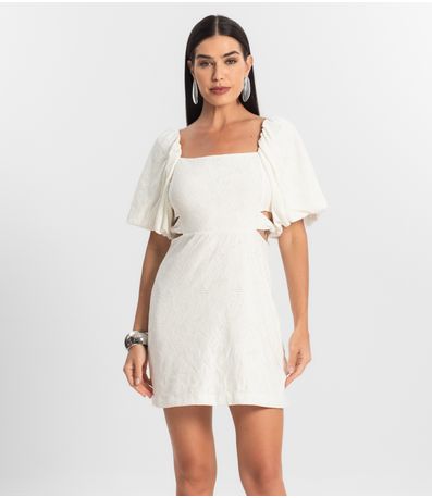 Vestido Feminino Com Manga Bufante Select Branco