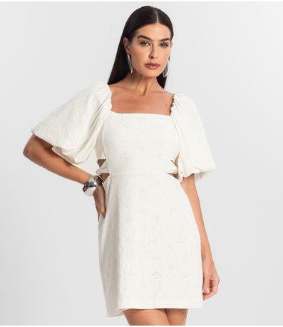 Vestido Feminino Com Manga Bufante Select Branco