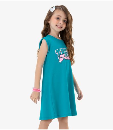 Vestido Infantil Em RIbana Rovi Kids Azul