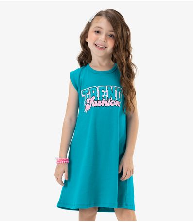 Vestido Infantil Em RIbana Rovi Kids Azul