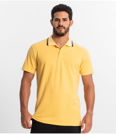 Polo Masculina Básica Com Gola Diferenciada Select Amarelo