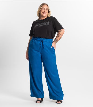 Calça Feminina Wide Leg Secret Glam Azul