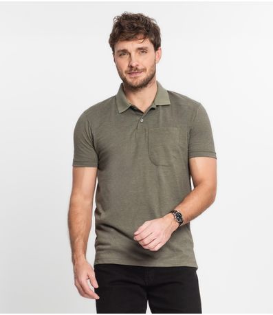 Polo Básica Com Gola Contrastante Select Verde