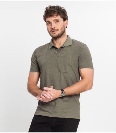Polo Básica Com Gola Contrastante Select Verde