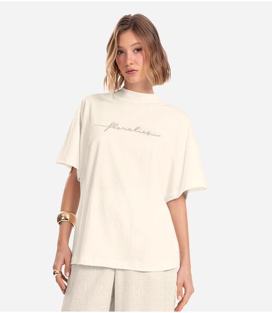 Camiseta Feminina Gola Alta Endless Bege