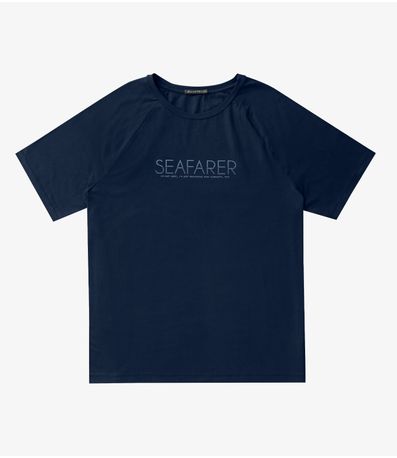 Camiseta Masculina Plus Size Cotton Leve Diametro Azul