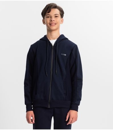 Jaqueta Juvenil Masculina Em Moletom Minty Azul