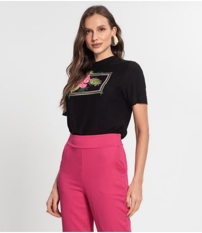 Camiseta Feminina Gola Alta Endless Preto