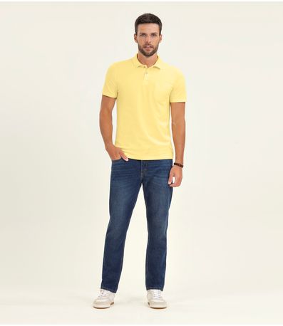 Polo Masculina Pique Diametro Amarelo