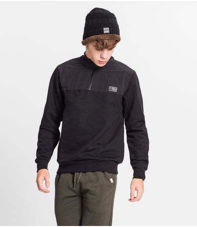 Jaqueta Juvenil Masculina Moletom Minty Preto