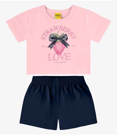 Conjunto Infantil Blusa com Shorts Rovi Kids Rosa
