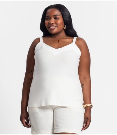Blusa De Alça Feminina Plus Size Secret Glam Bege