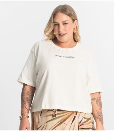 T- Shirt Feminina Plus Size Secret Glam Bege