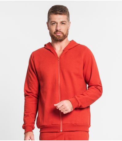 Jaqueta Com Capuz Masculina Em Moletom Rovitex Laranja