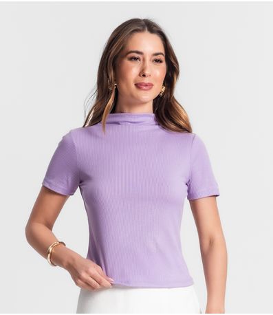 Blusa Gola Alta Em Ribana Canelada Lurex Rovitex Roxo